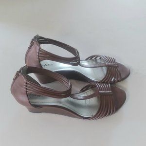 Style and Co Brown Wedge Heel Sandals, Size 9.5